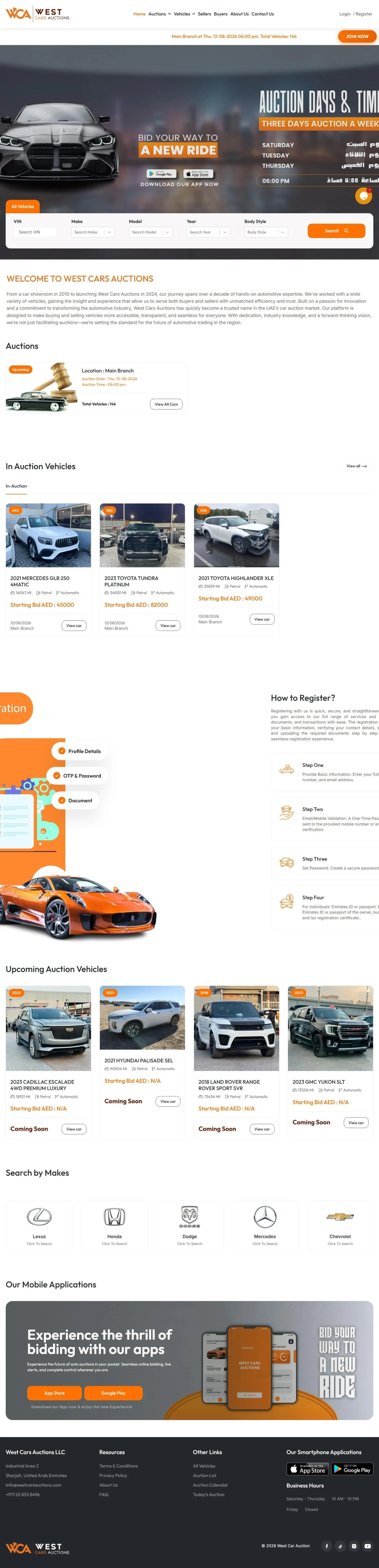 West Cars Auctions — dashboard design showcase